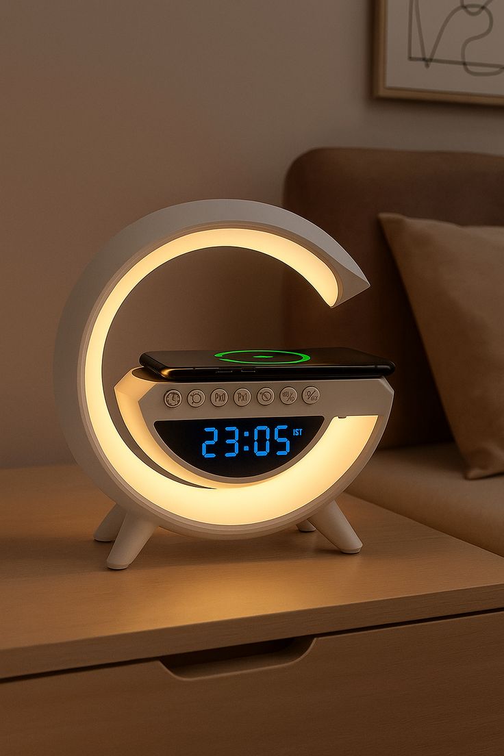 G Shaped Rgb Light Table Lamp With Wireless Charger