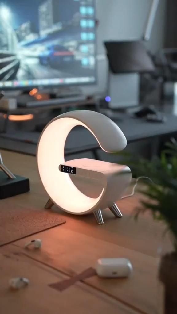 G Shaped Rgb Light Table Lamp With Wireless Charger