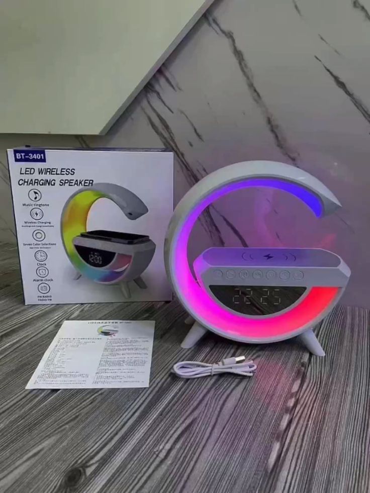 G Shaped Rgb Light Table Lamp With Wireless Charger