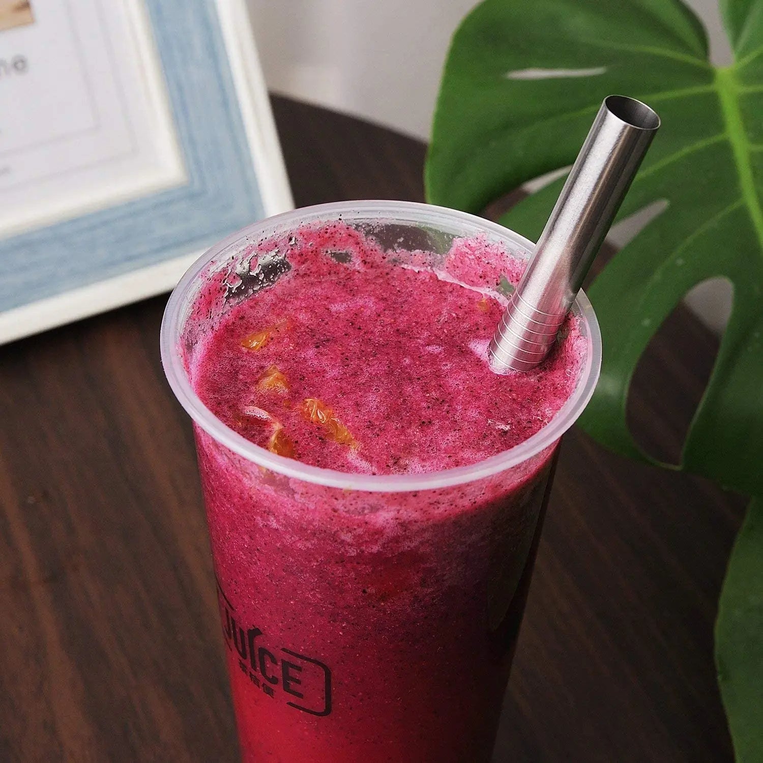 Extra Wide Reusable Metal Drinking Straws for Milkshake Smoothie