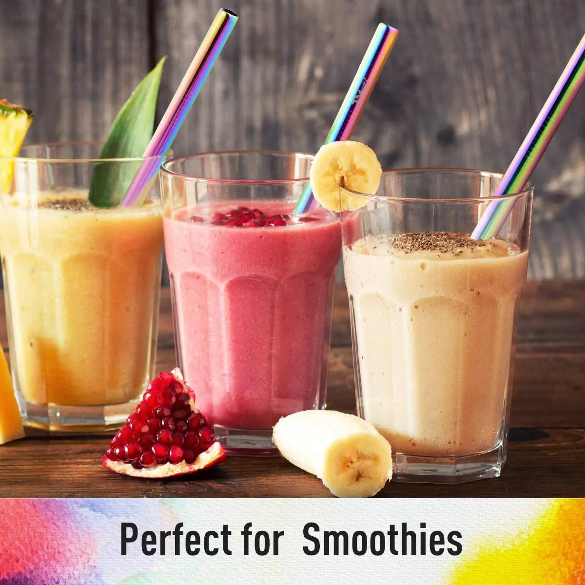 Extra Wide Reusable Metal Drinking Straws for Milkshake Smoothie
