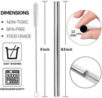 Extra Wide Reusable Metal Drinking Straws for Milkshake Smoothie